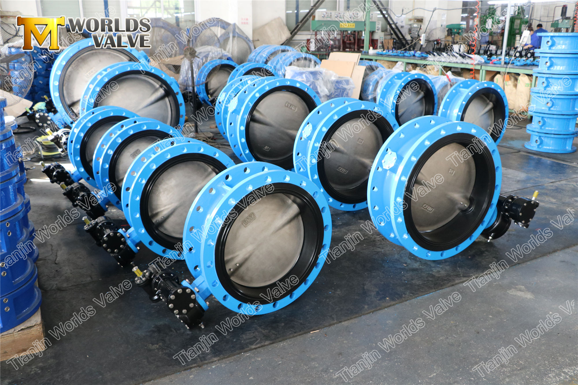 Awwa C504 Double Flanged Ends Butterfly Valve With Gearbox CLASS150